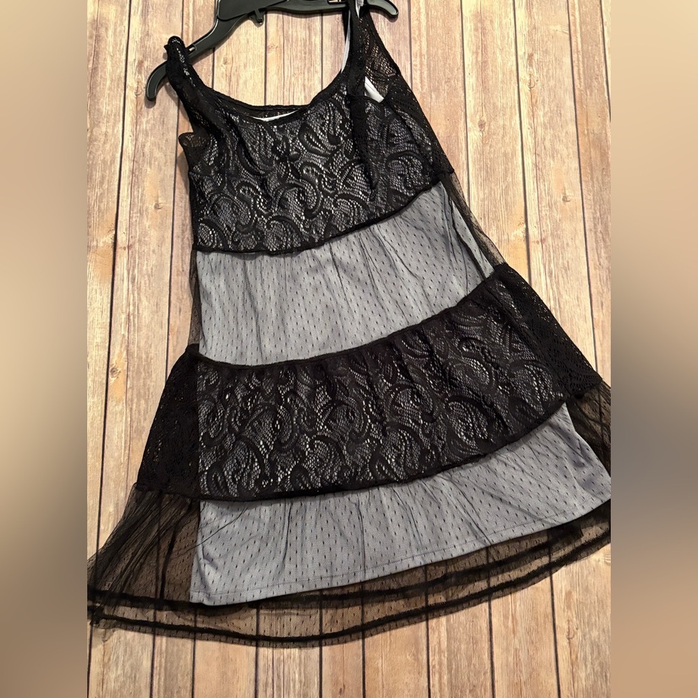 Black and lavender Lace Dress